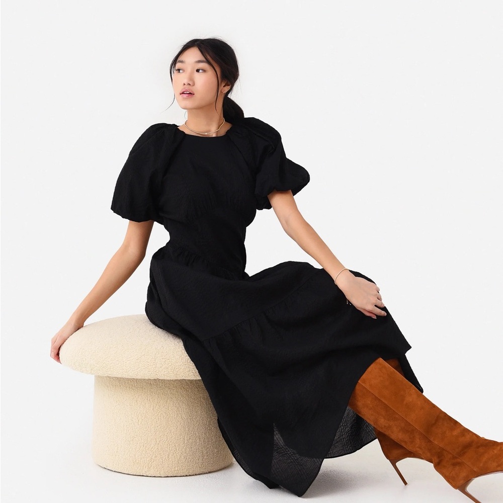 FRAME puff sleeve midi dress